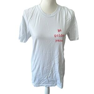 Tultex White Red Graphic Short Sleeve Crewneck “Be Golden‎ Farm” T-Shirt
